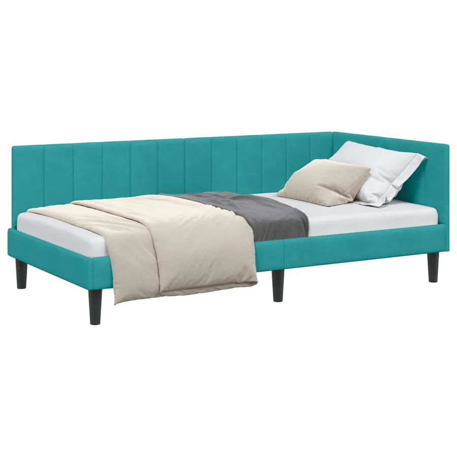 Cadre de lit d'angle Turquoise 90 cm x 200 cm Velours - 2