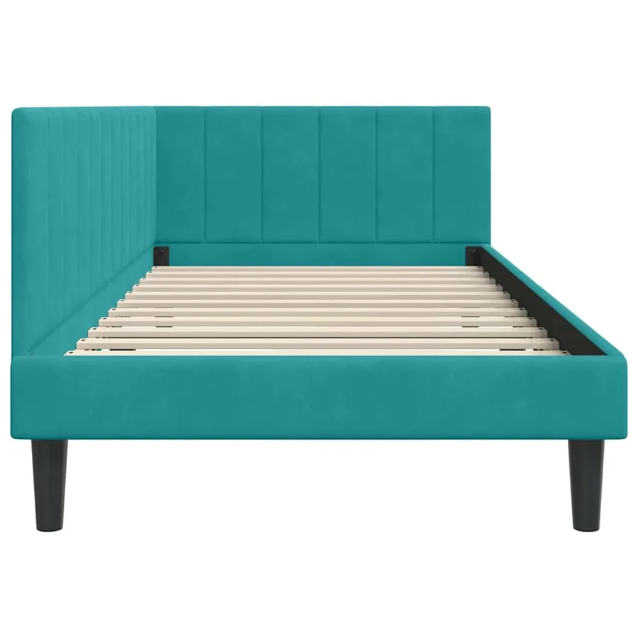 Cadre de lit d'angle Turquoise 90 cm x 200 cm Velours - 6