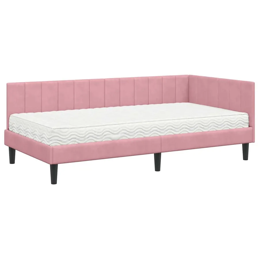 Cadre de lit d'angle avec matelas 2 pcs Gris Velours - 4