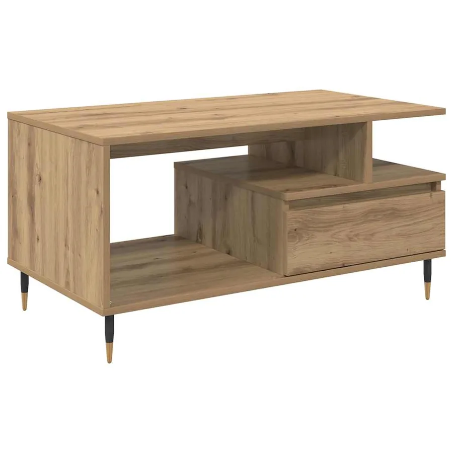 Table basse Chêne artisanal 90 x 49 x 45 cm Bois d'ingénierie - 2