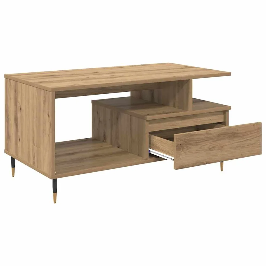 Table basse Chêne artisanal 90 x 49 x 45 cm Bois d'ingénierie - 5