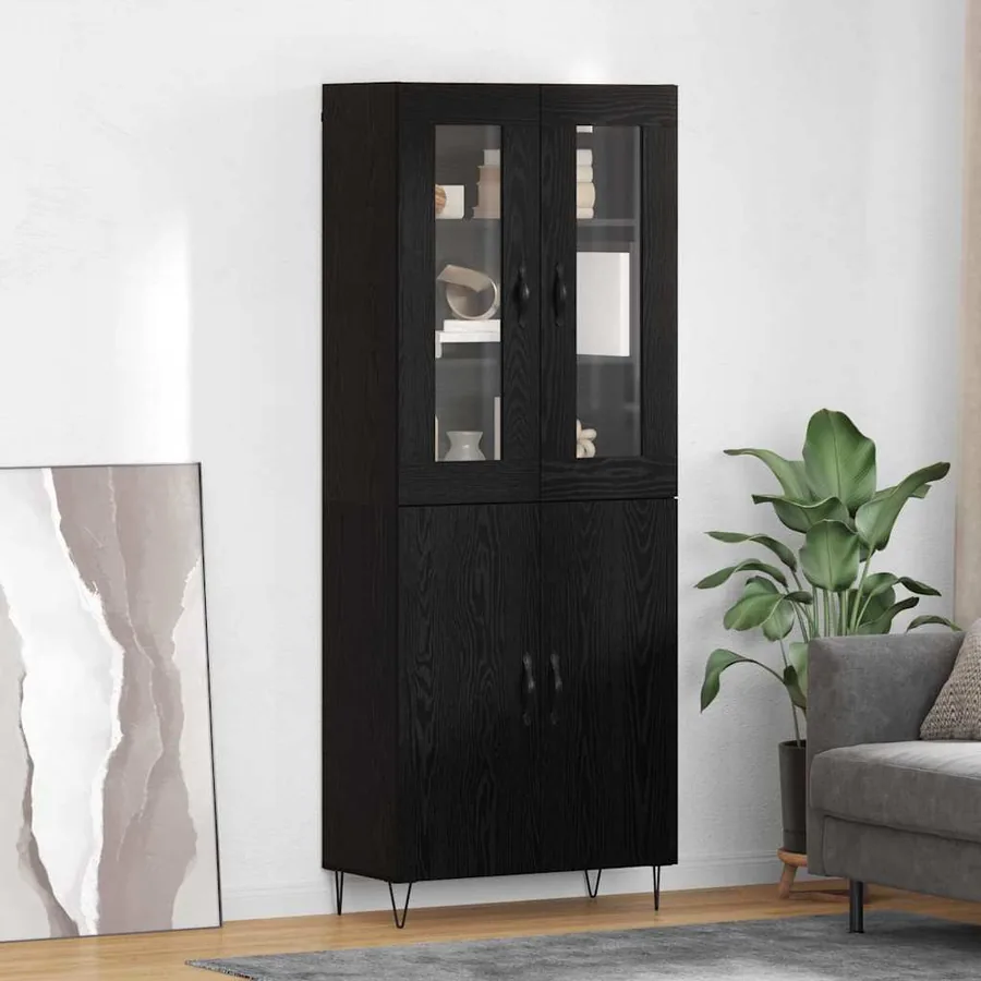 Haut Armoire Chêne blanc et noir 69,5 x 34 x 180 cm