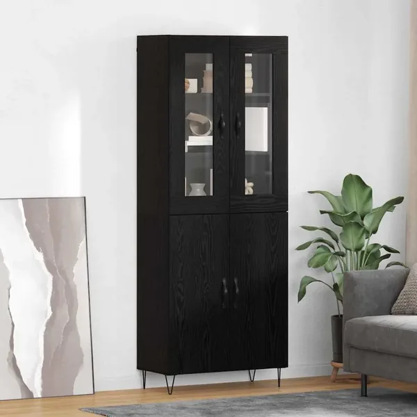 Haut Armoire Chêne blanc et noir 69,5 x 34 x 180 cm