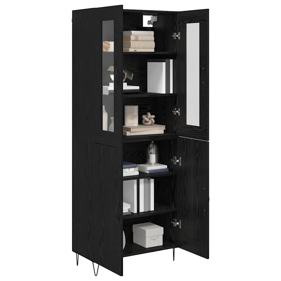 Haut Armoire Chêne blanc et noir 69,5 x 34 x 180 cm - 3