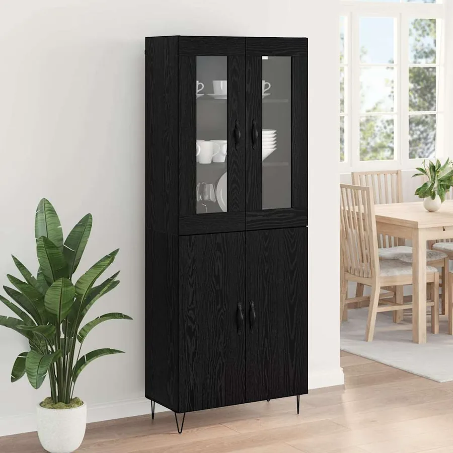 Haut Armoire Chêne blanc et noir 69,5 x 34 x 180 cm - 4