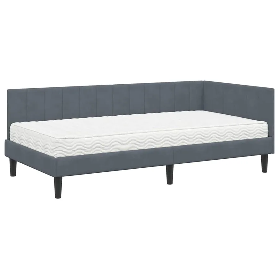 Cadre de lit d'angle avec matelas 2 pcs Gris Velours - 4