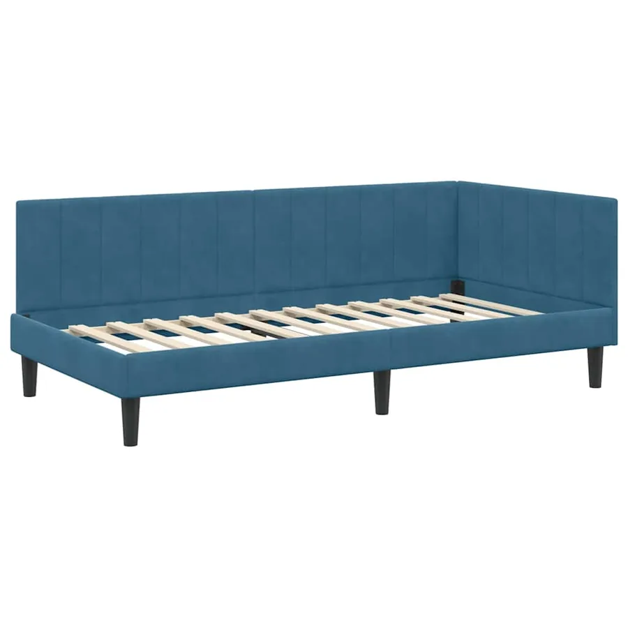 Cadre de lit d'angle avec matelas 2 pcs Bleu Velours - 6