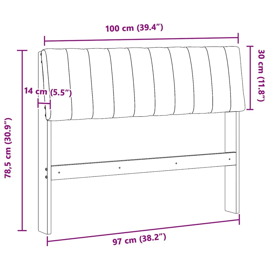 Tête de lit capitonnée Gris clair 100 cm Pin massif - 11