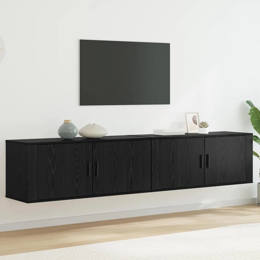 Ensemble de meuble TV mural 2 pcs Chêne noir 100 x 34,5 x 40 cm