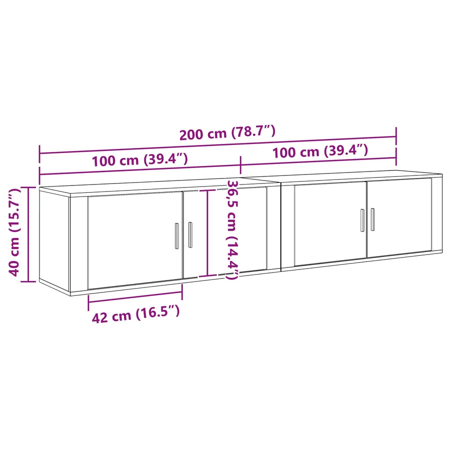 Ensemble de meuble TV mural 2 pcs Chêne noir 100 x 34,5 x 40 cm - 8