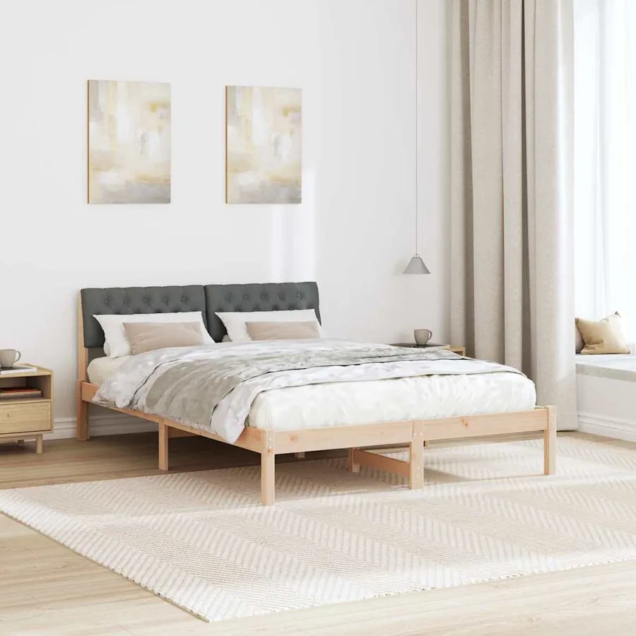 Cadre de lit avec tête de lit marron et gris foncé 160 x 200 cm - 4
