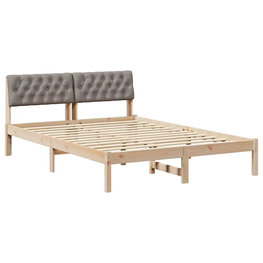 Cadre de lit Marron et taupe 140 x 200 cm Bois massif en pin - 2