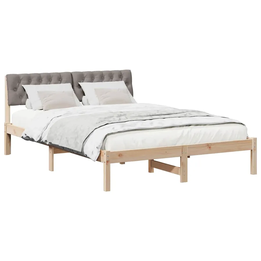 Cadre de lit Marron et taupe 140 x 200 cm Bois massif en pin - 3