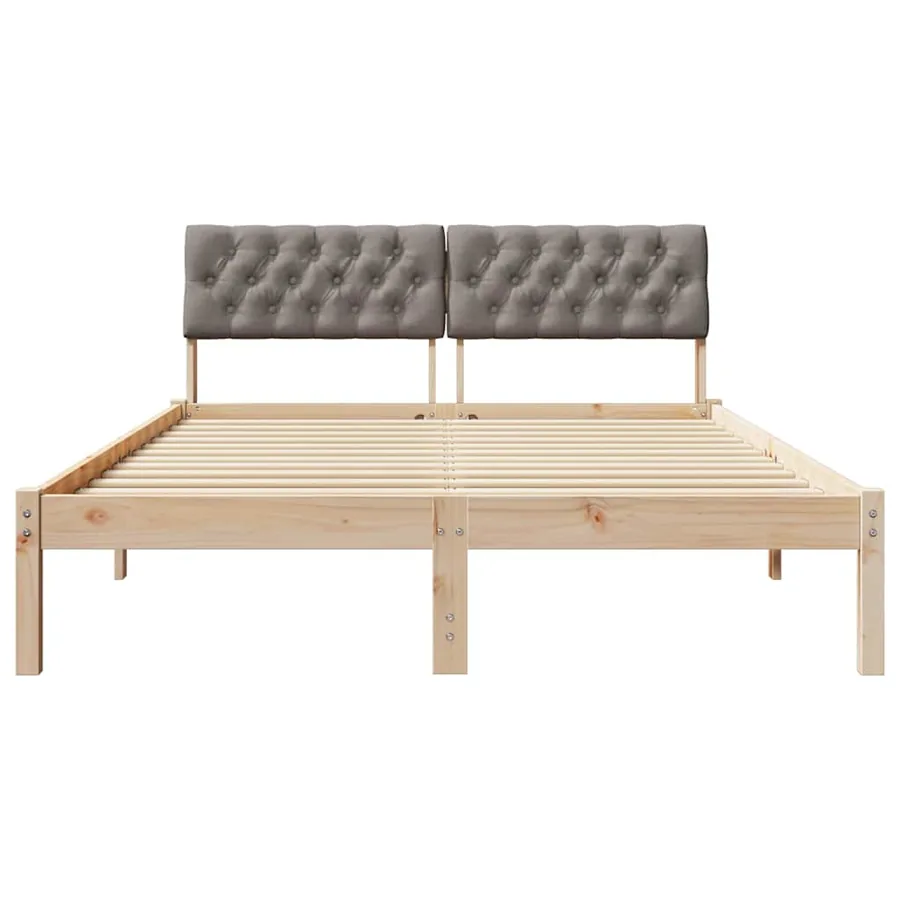 Cadre de lit Marron et taupe 140 x 200 cm Bois massif en pin - 5