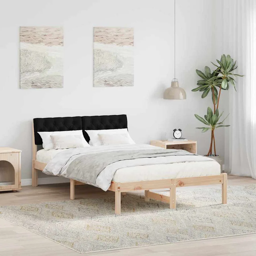 Cadre de lit Marron et noir 120 x 200 cm Bois massif en pin