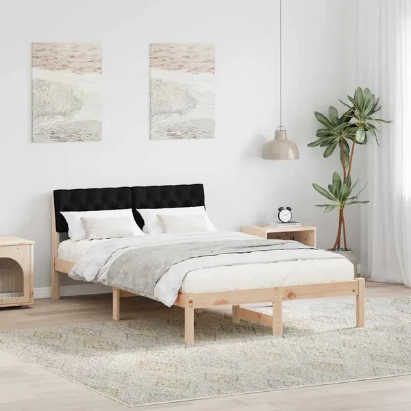 Cadre de lit Marron et noir 120 x 200 cm Bois massif en pin