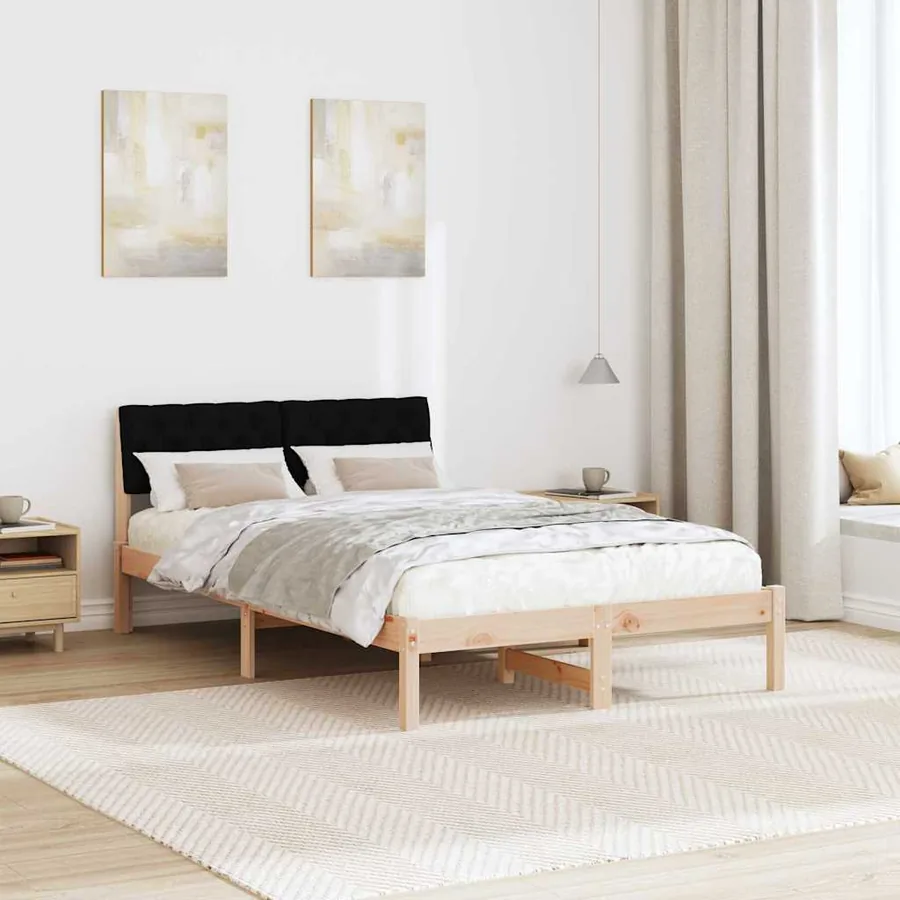 Cadre de lit Marron et noir 120 x 200 cm Bois massif en pin - 4