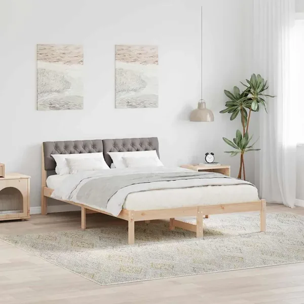 Cadre de lit Marron et taupe 160 x 200 cm Bois massif en pin