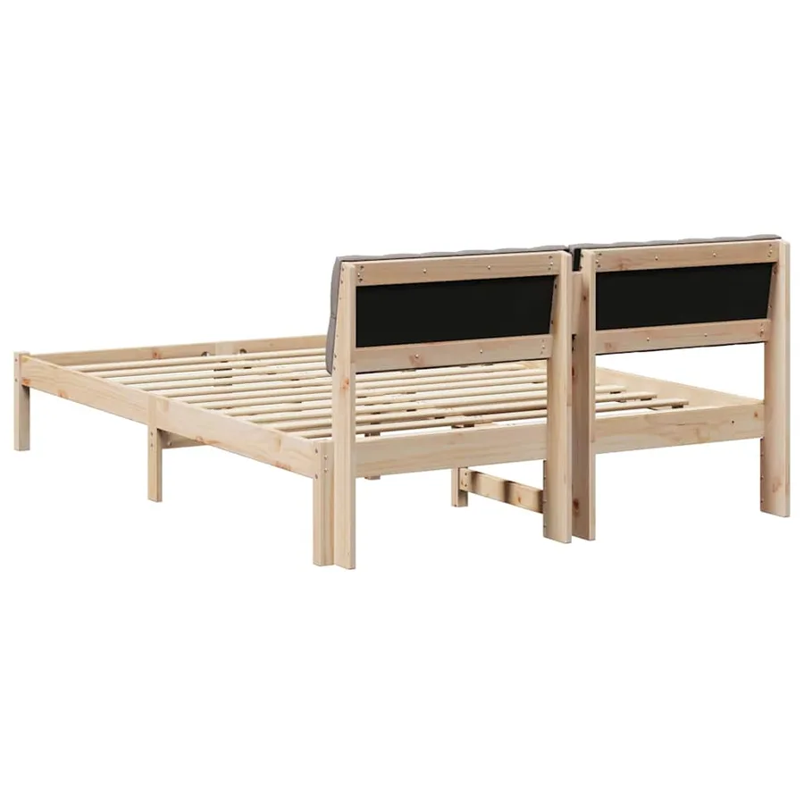 Cadre de lit Marron et taupe 160 x 200 cm Bois massif en pin - 7