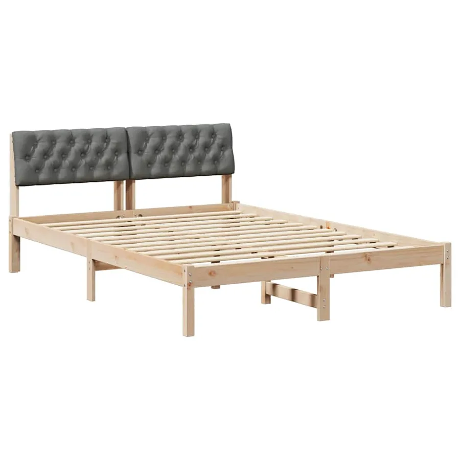 Cadre de lit avec tête de lit marron et gris foncé 140 x 200 cm - 2