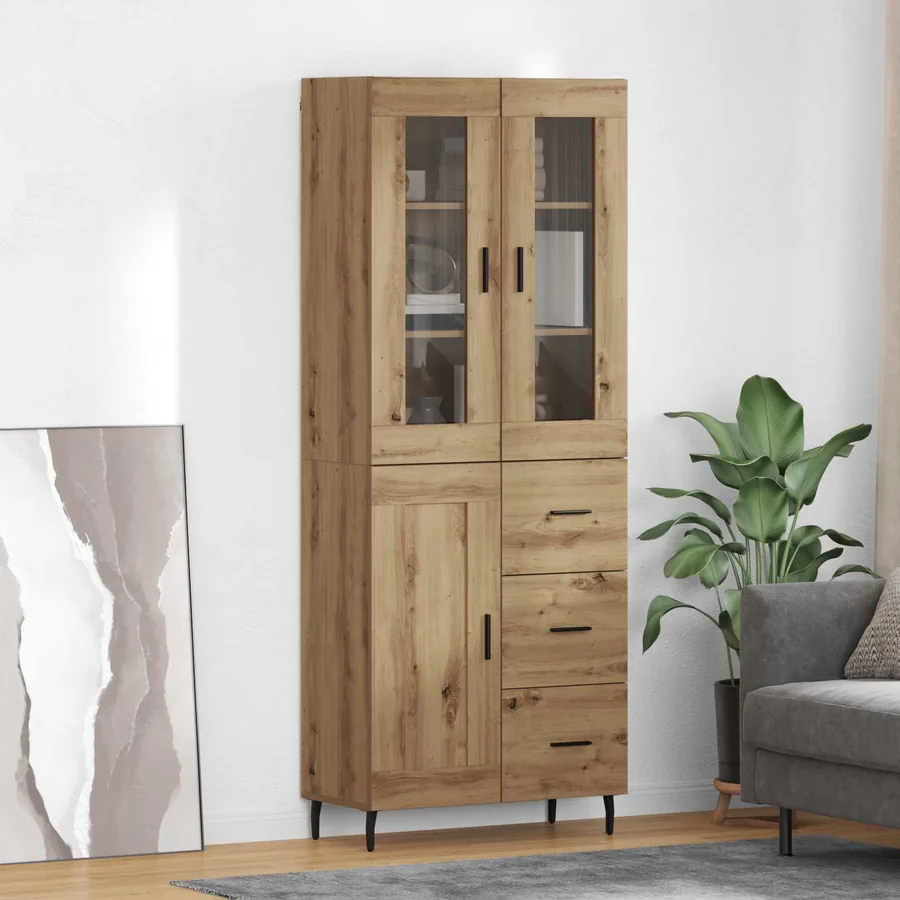 Haut Armoire 2 pcs Chêne artisanal 69,5 x 34 x 180 cm