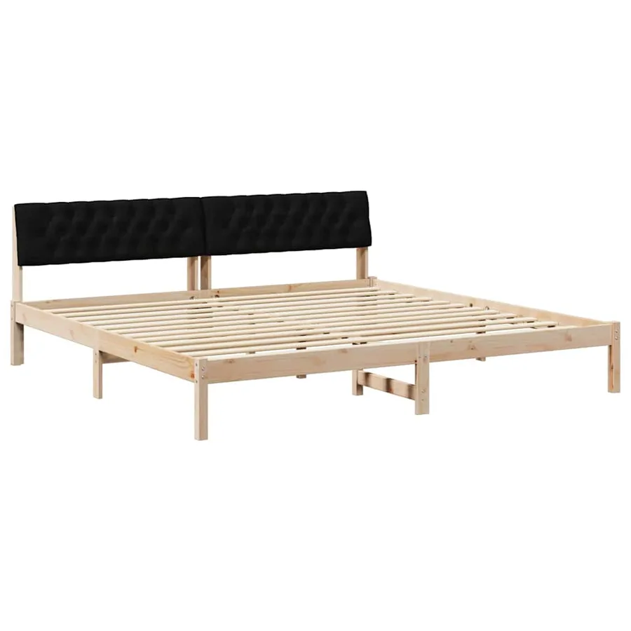 Cadre de lit Marron et noir 200 x 200 cm Bois massif en pin - 2
