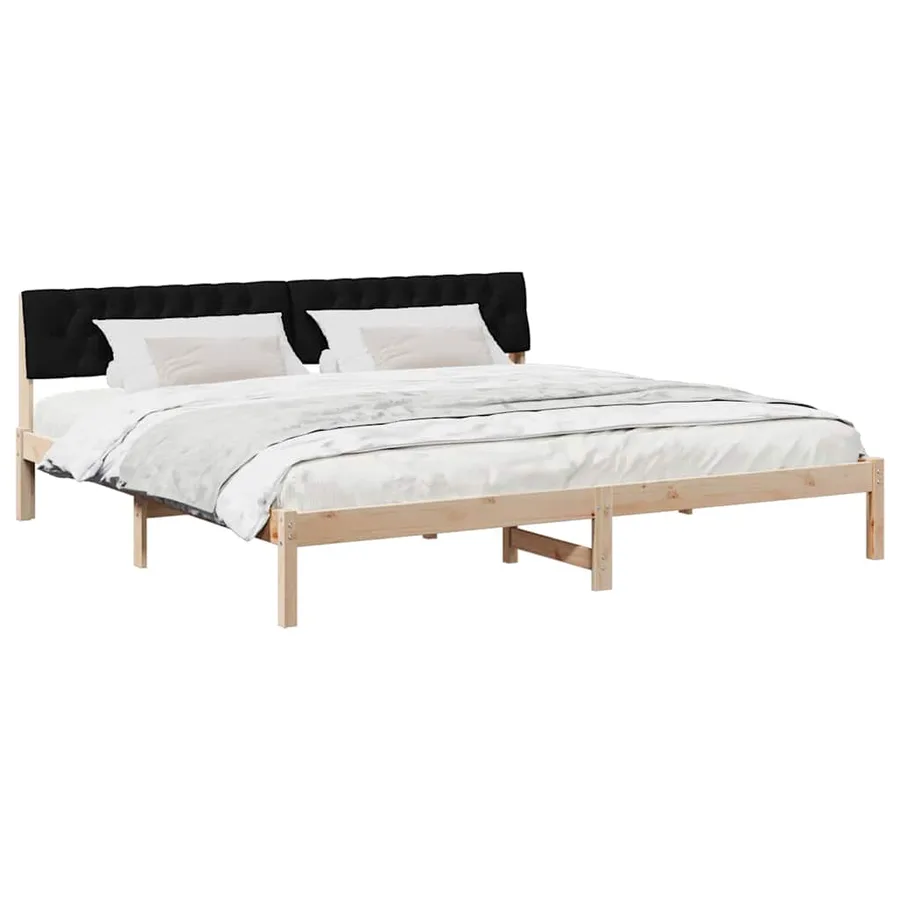 Cadre de lit Marron et noir 200 x 200 cm Bois massif en pin - 3