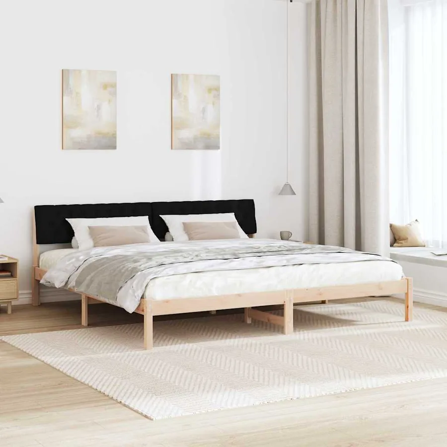 Cadre de lit Marron et noir 200 x 200 cm Bois massif en pin - 4