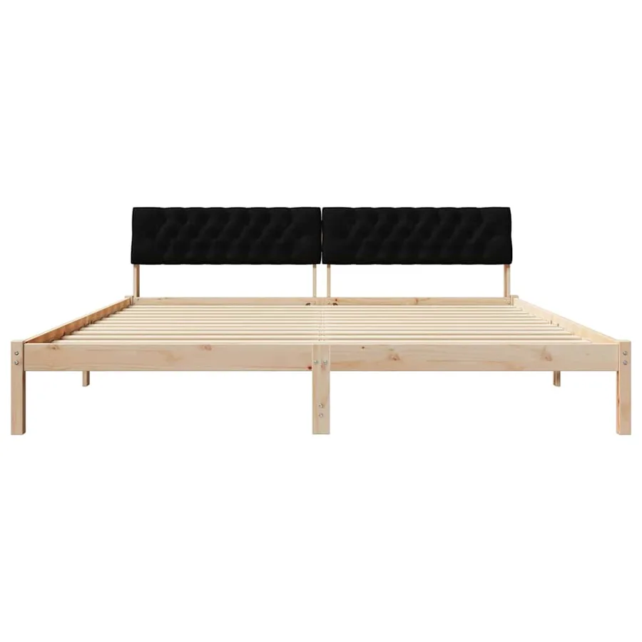 Cadre de lit Marron et noir 200 x 200 cm Bois massif en pin - 5