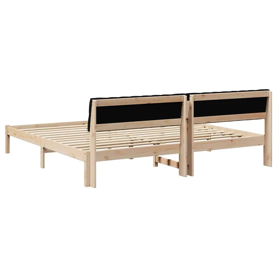 Cadre de lit Marron et noir 200 x 200 cm Bois massif en pin - 7
