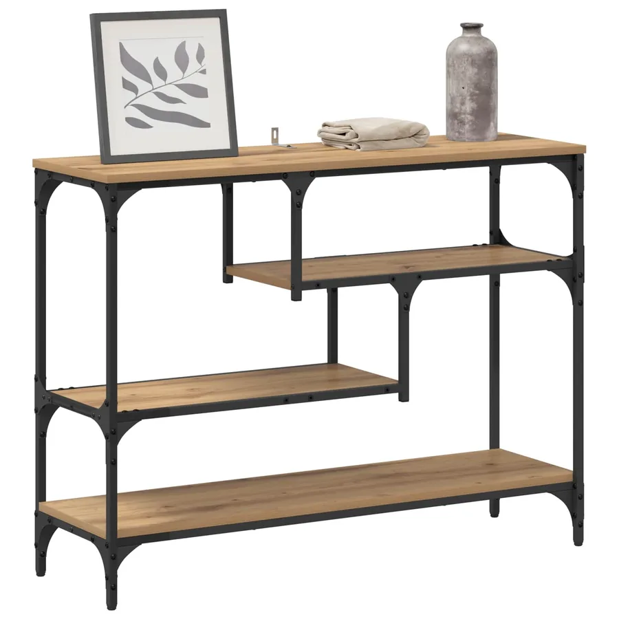 Table console Chêne artisanal 100 x 30 x 75 cm - 3