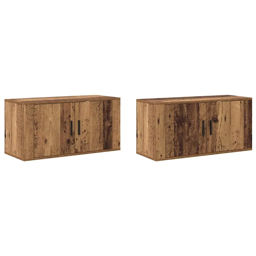 Ensemble de meuble TV mural 2 pcs Bois Ancien 80 x 34,5 x 40 cm - 2