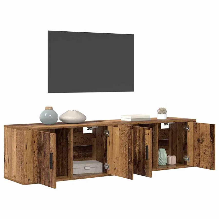 Ensemble de meuble TV mural 2 pcs Bois Ancien 80 x 34,5 x 40 cm - 3