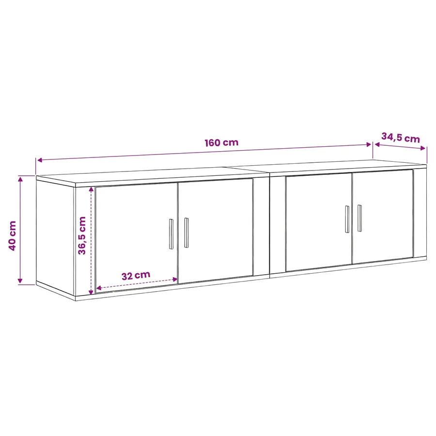 Ensemble de meuble TV mural 2 pcs Bois Ancien 80 x 34,5 x 40 cm - 8