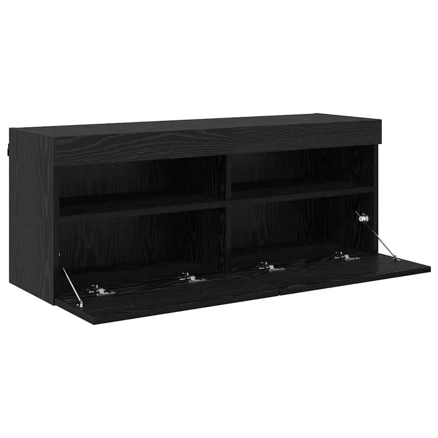 Meuble TV mural Chêne noir 100 x 30 x 40 cm Bois d'ingénierie - 6