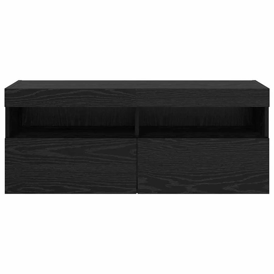 Meuble TV mural Chêne noir 100 x 30 x 40 cm Bois d'ingénierie - 7