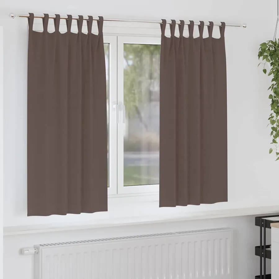 Rideaux occultants avec anneaux 2 pcs Marron foncé 175 x 140 cm