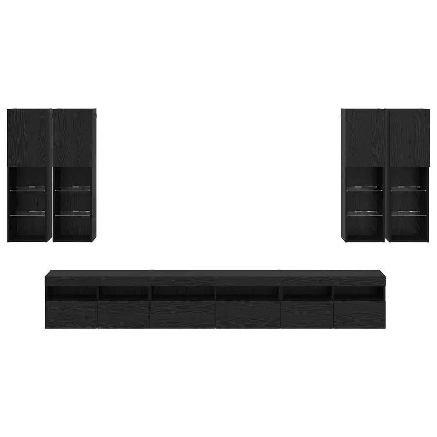 Ensemble de meuble TV mural 7 pcs Chêne noir Bois d'ingénierie - 10