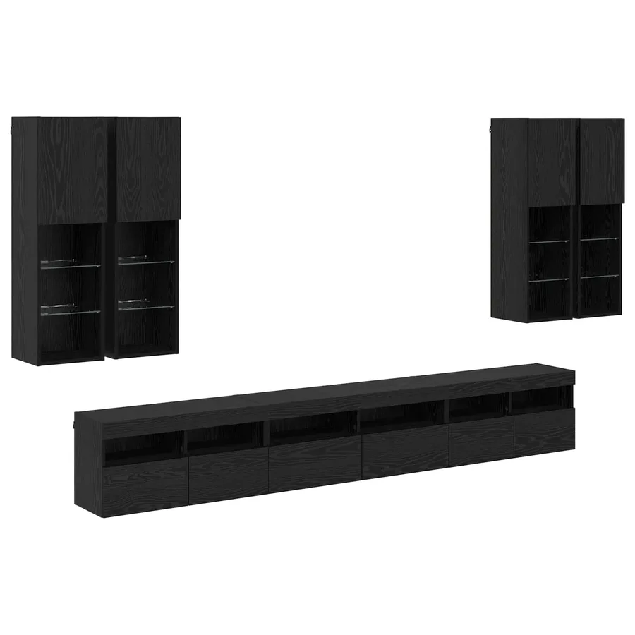 Ensemble de meuble TV mural 7 pcs Chêne noir Bois d'ingénierie - 2