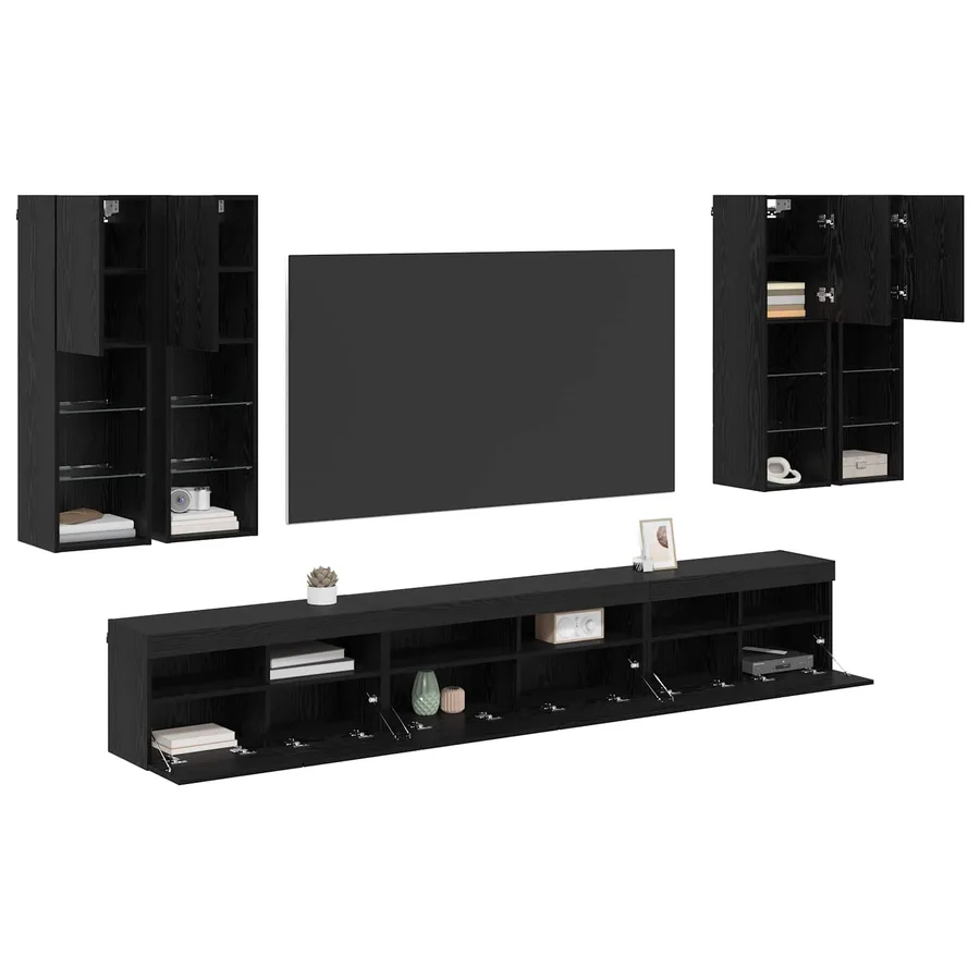 Ensemble de meuble TV mural 7 pcs Chêne noir Bois d'ingénierie - 3