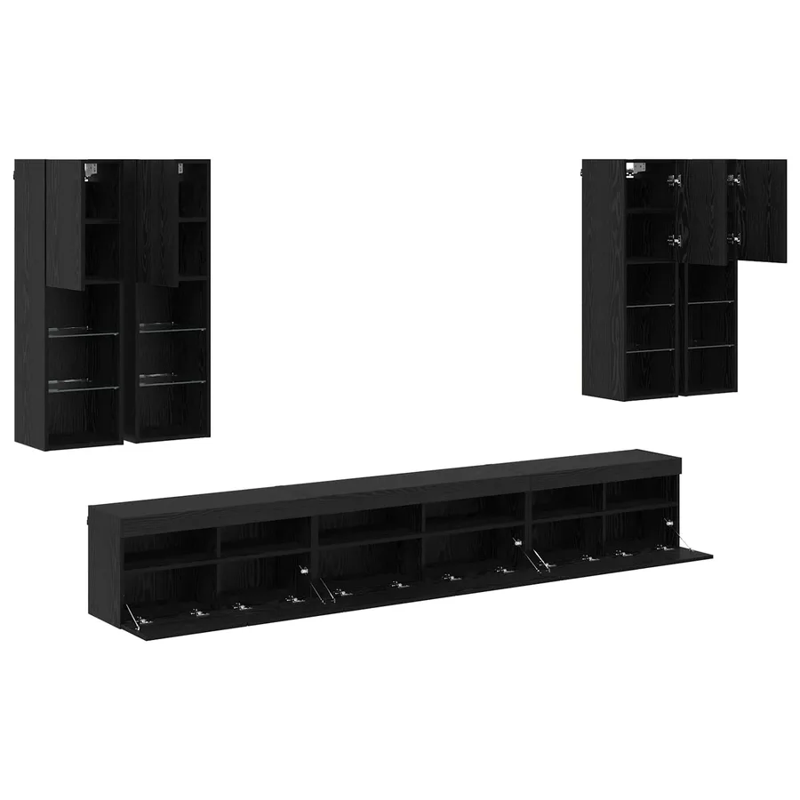 Ensemble de meuble TV mural 7 pcs Chêne noir Bois d'ingénierie - 9