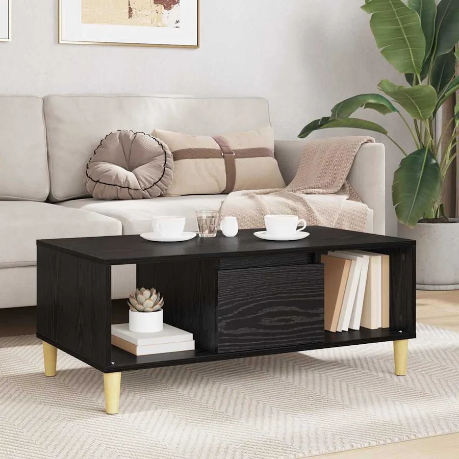 Table basse Chêne noir 90 x 50 x 26,5 cm Bois d'ingénierie - 4