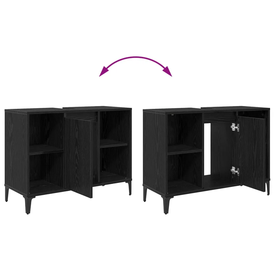 Armoire d'évier avec étagère Chêne noir 80 x 33 x 60 cm - 11