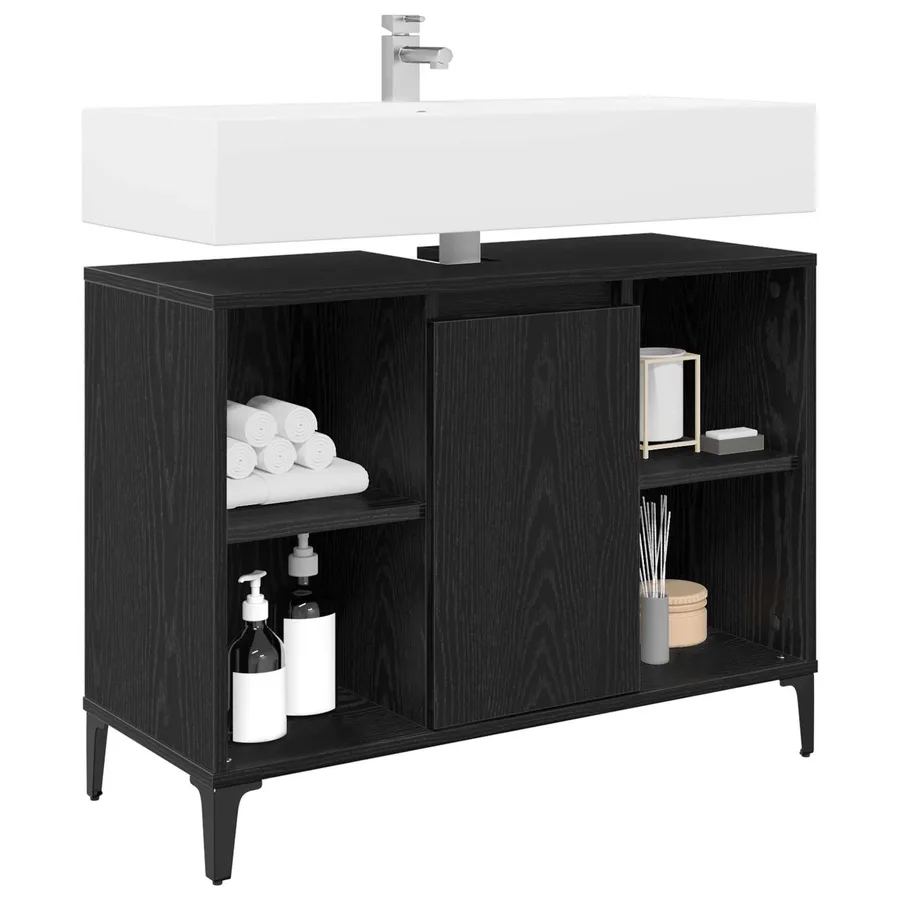 Armoire d'évier avec étagère Chêne noir 80 x 33 x 60 cm - 3