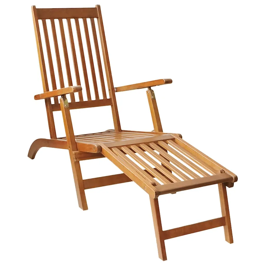 Chaise de terrasse avec repose-pied Bois d'acacia solide