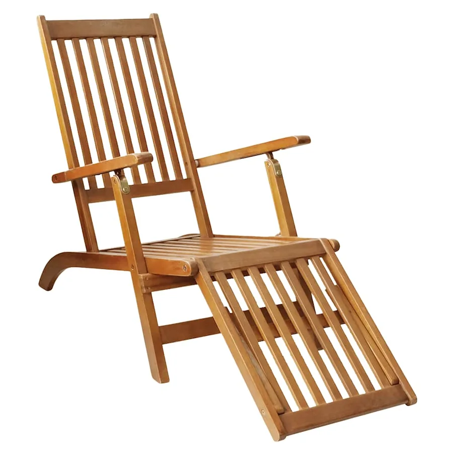 Chaise de terrasse avec repose-pied Bois d'acacia solide - 4