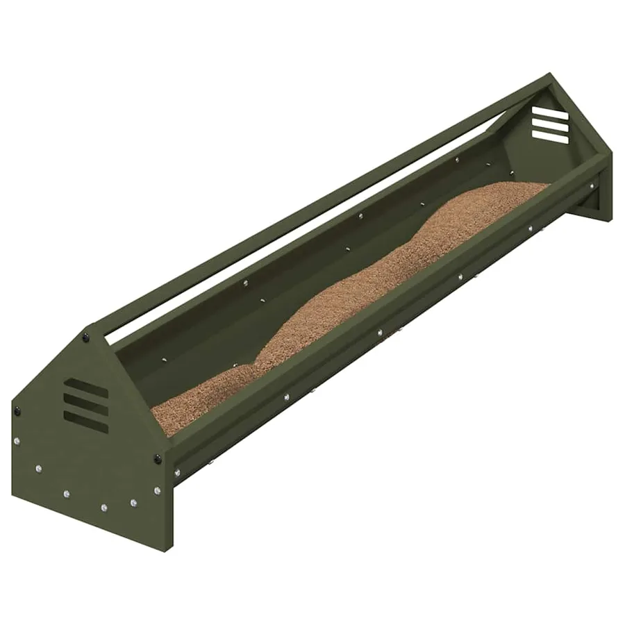 Bac de nourrissage pour poules Vert olive 108 x 20,5 x 20 cm - 3