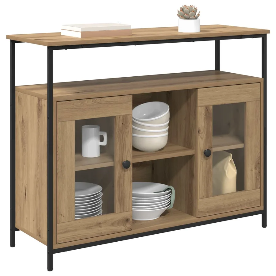 Buffet Chêne artisanal 100 x 35 x 80 cm Bois d'ingénierie - 3