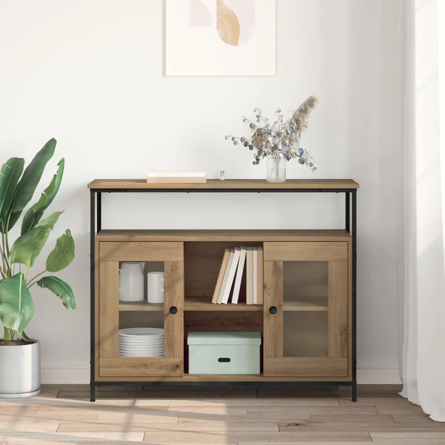 Buffet Chêne artisanal 100 x 35 x 80 cm Bois d'ingénierie - 4