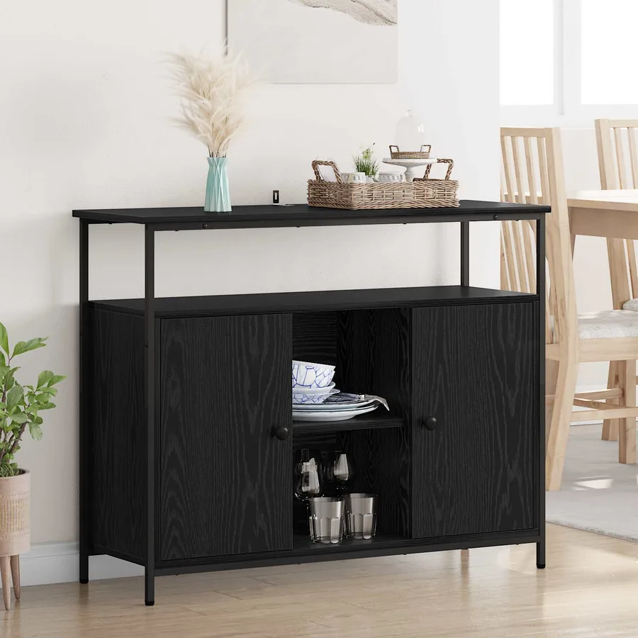 Buffet Chêne noir 100 x 35 x 80 cm Bois d'ingénierie